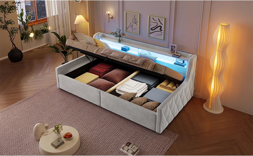 letto a piattaforma flanella off white 90 x 200 cm