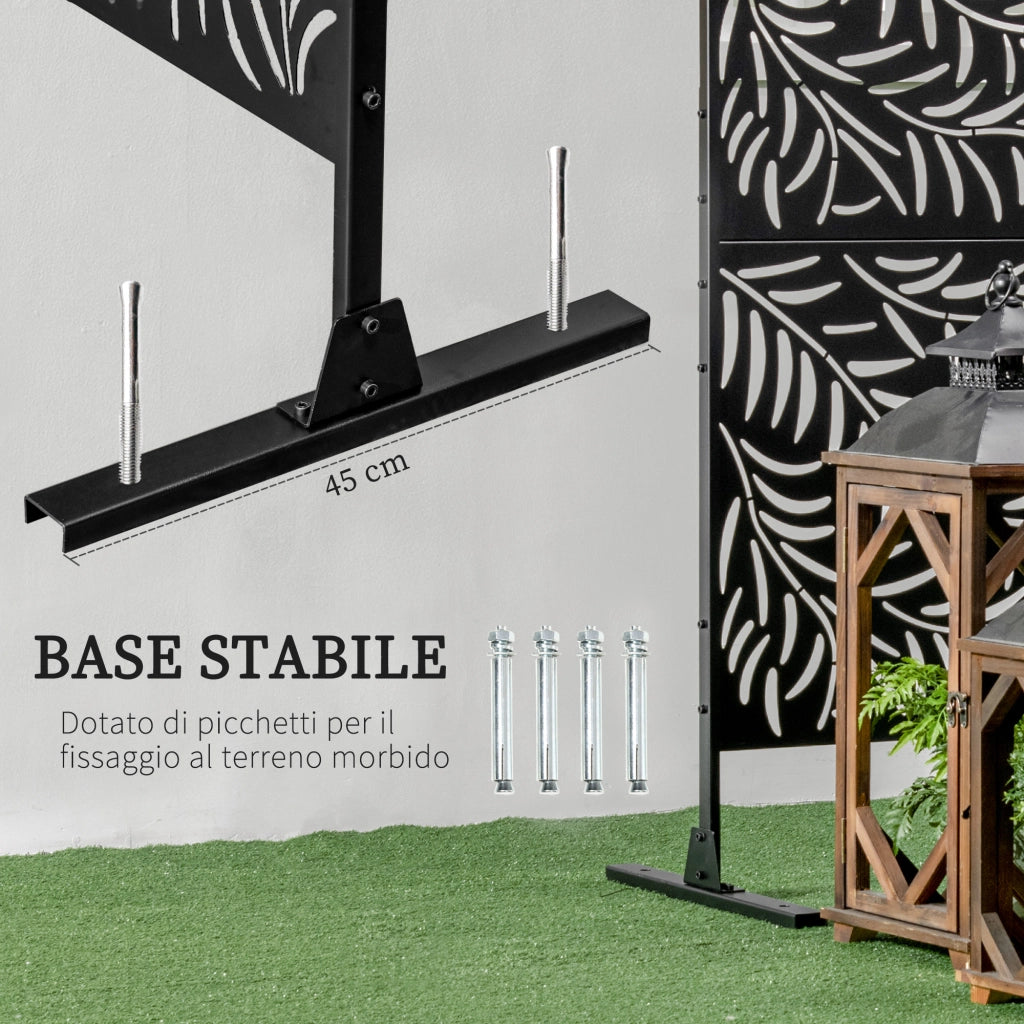 Paravento da Esterno in Acciaio ¨C Zephmum ¨C Nero 122x45x198 cm