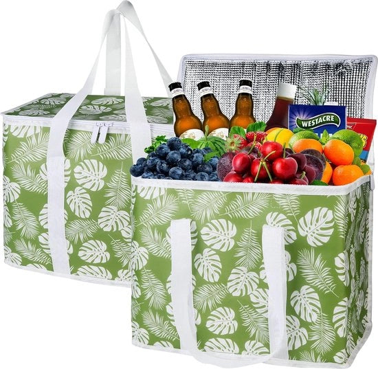Per alimenti refrigerati e congelati, ideale per spese (nero) Borsa termica 1 x, Leaf, organizzatore di tasca