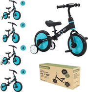 Furgone 4 in 1 per bambini da 2 a 5 anni - Passeggero - Sella regolabile - Con pedali e ruote laterali - Peso massimo 30kg
