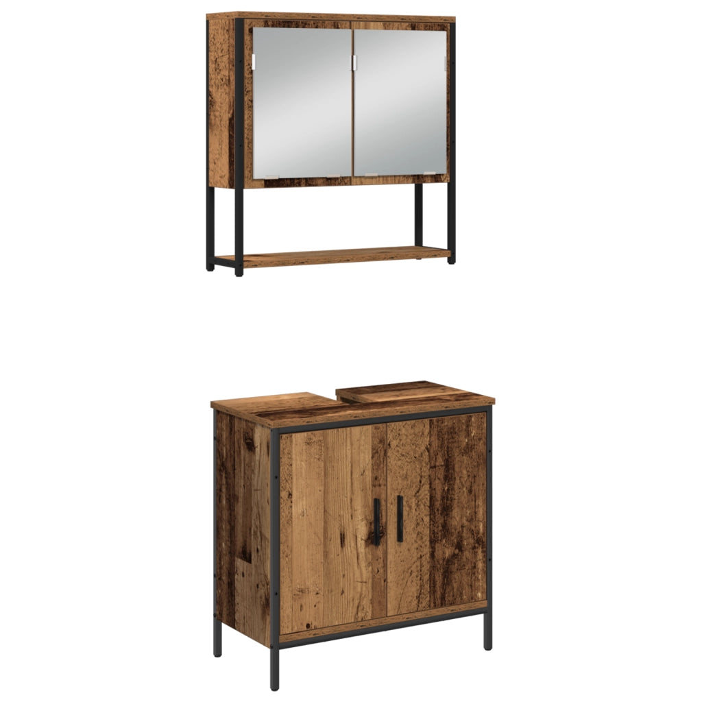 Set di Mobili da Bagno a 4 Pezzi in Legno Invecchiato