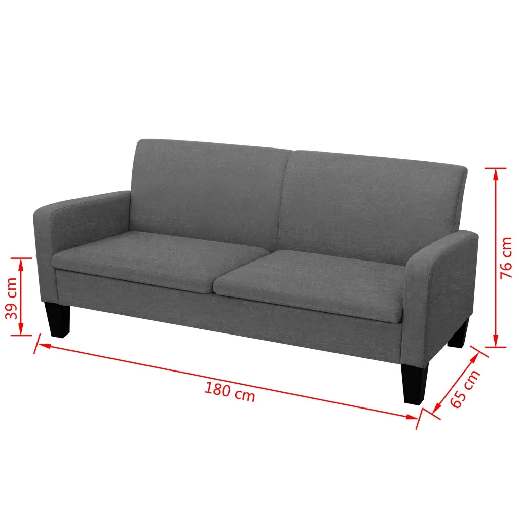 Divano a 3 Posti 180x65x76 cm Grigio Scuro 244712