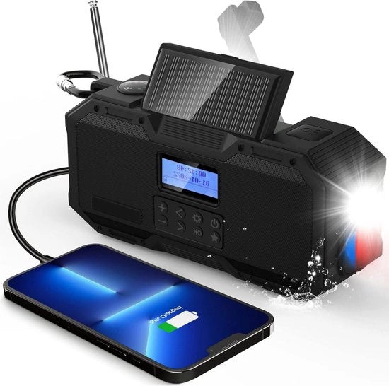 Radio di Emergenza - Kit di Emergenza Guerra - Radio Portatile - Batteria Portatile Energizzata dal Sole - Radio a Transistore su Batterie - Nero