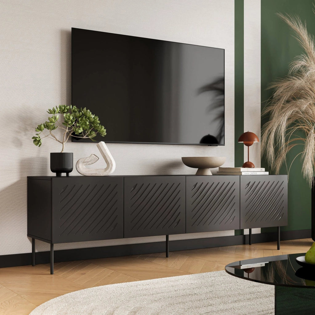 Ronca, Mobile Porta tv, 200.5x42x60h cm Nero