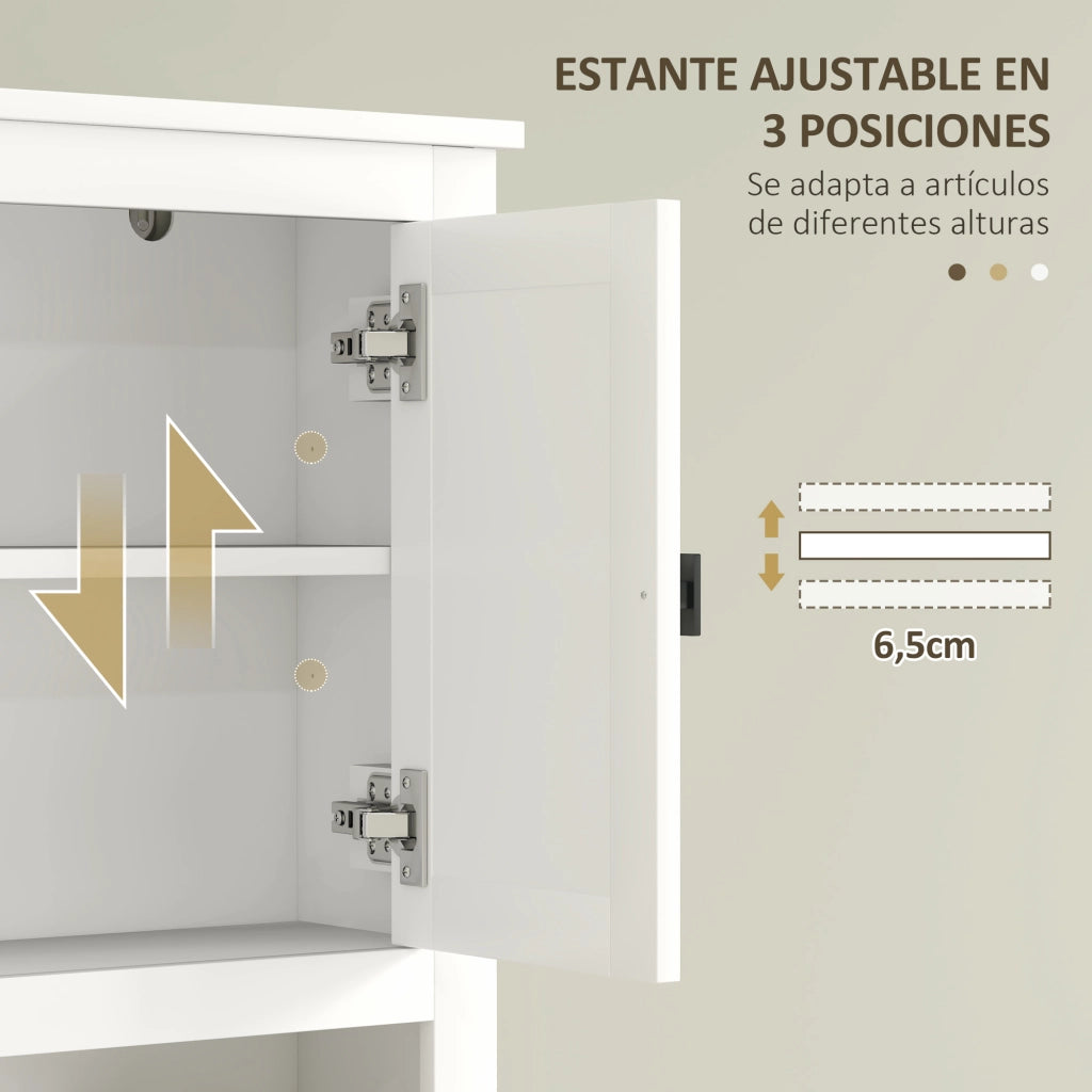Mobile Sospeso Bagno 2 Ante Ratanio ¨C zephmum ¨C Bianco 60x19.5x160 cm