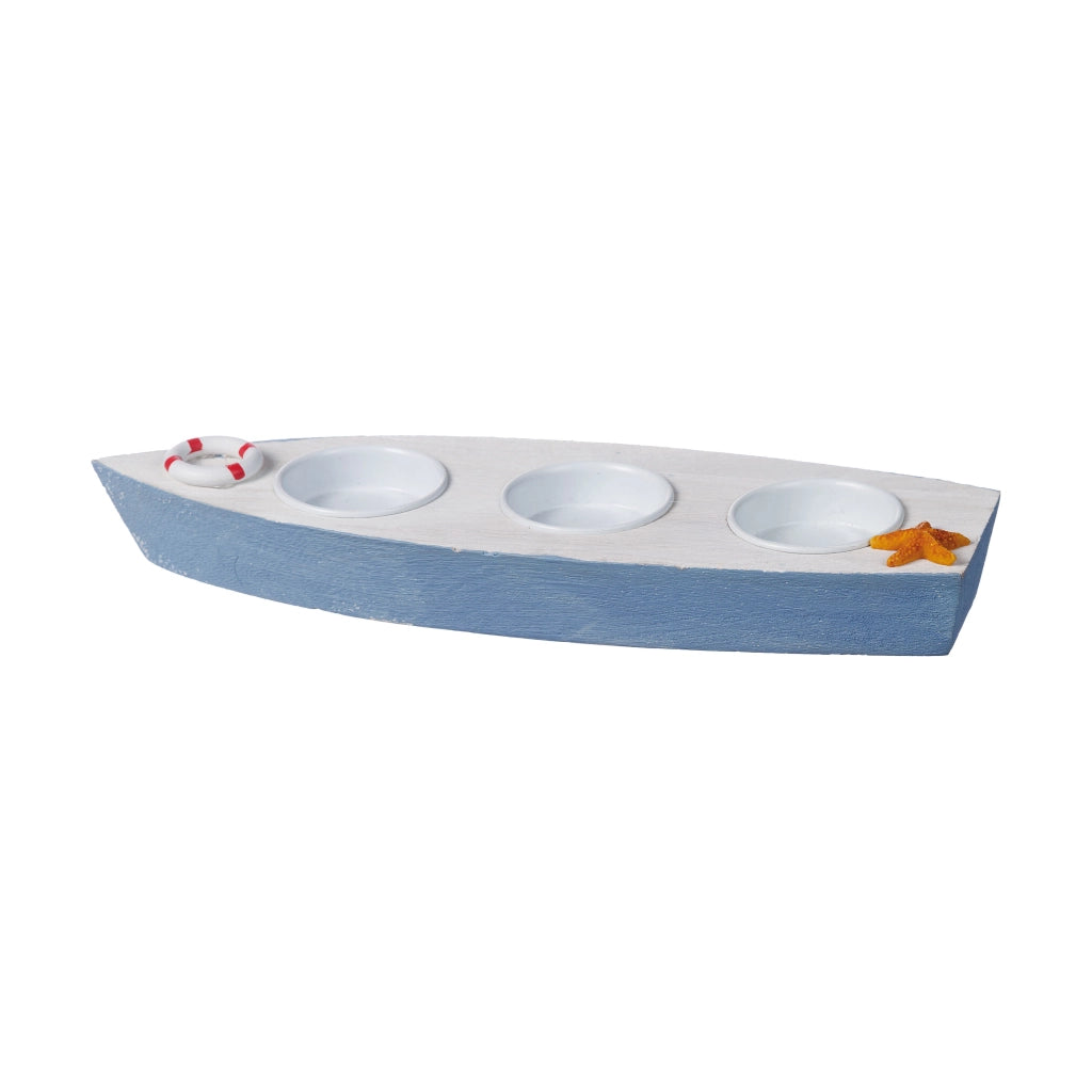 PORTACANDELA A BARCA 25X9XH3CM IN 2 COLORI