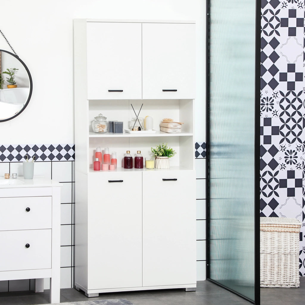 Mobile Bagno in Truciolato Bianco con Armadietti e Ripiani ¨C Zephmum ¨C 80x33.5x190 cm