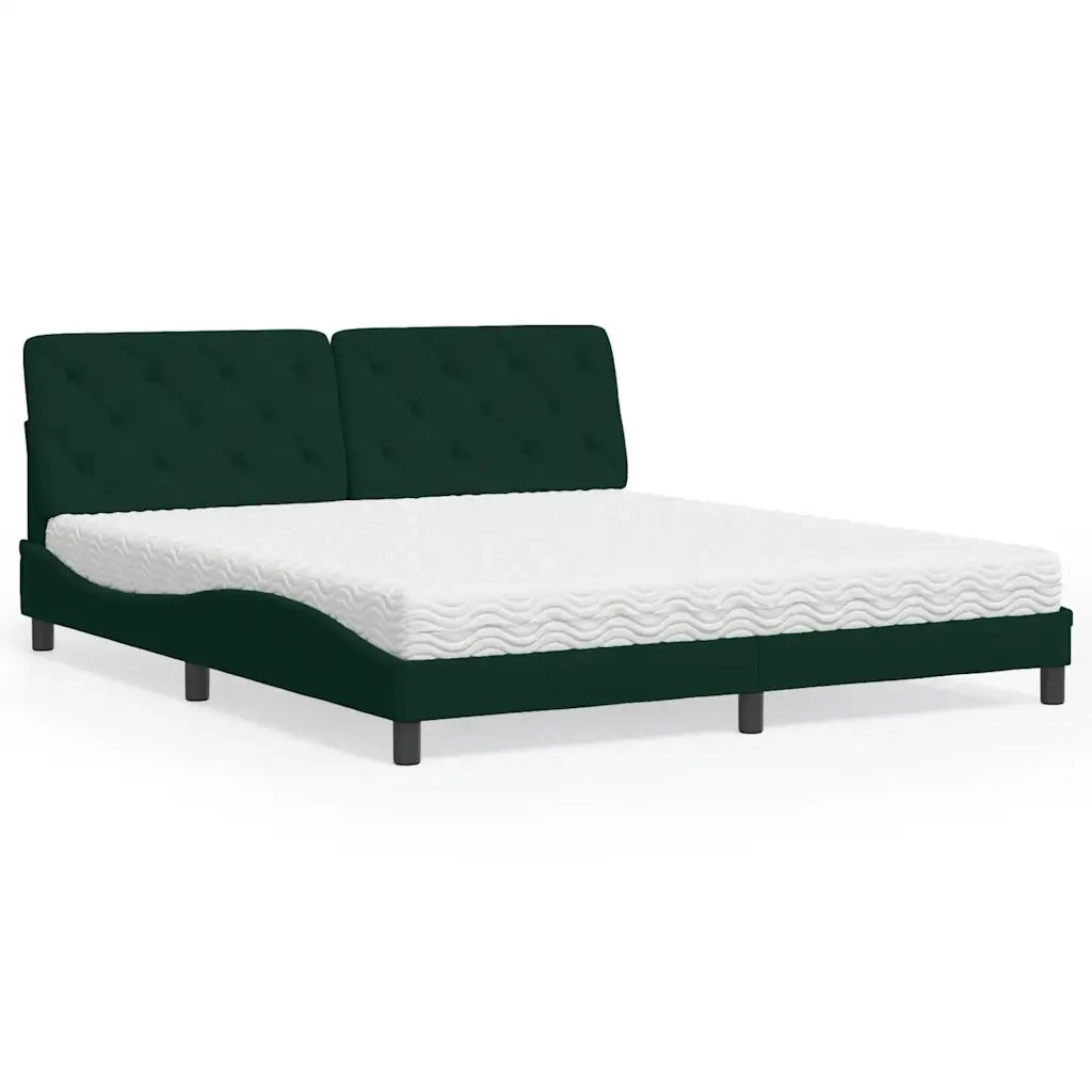 Letto con Materasso Verde Scuro 180x200 cm in Velluto 3208673