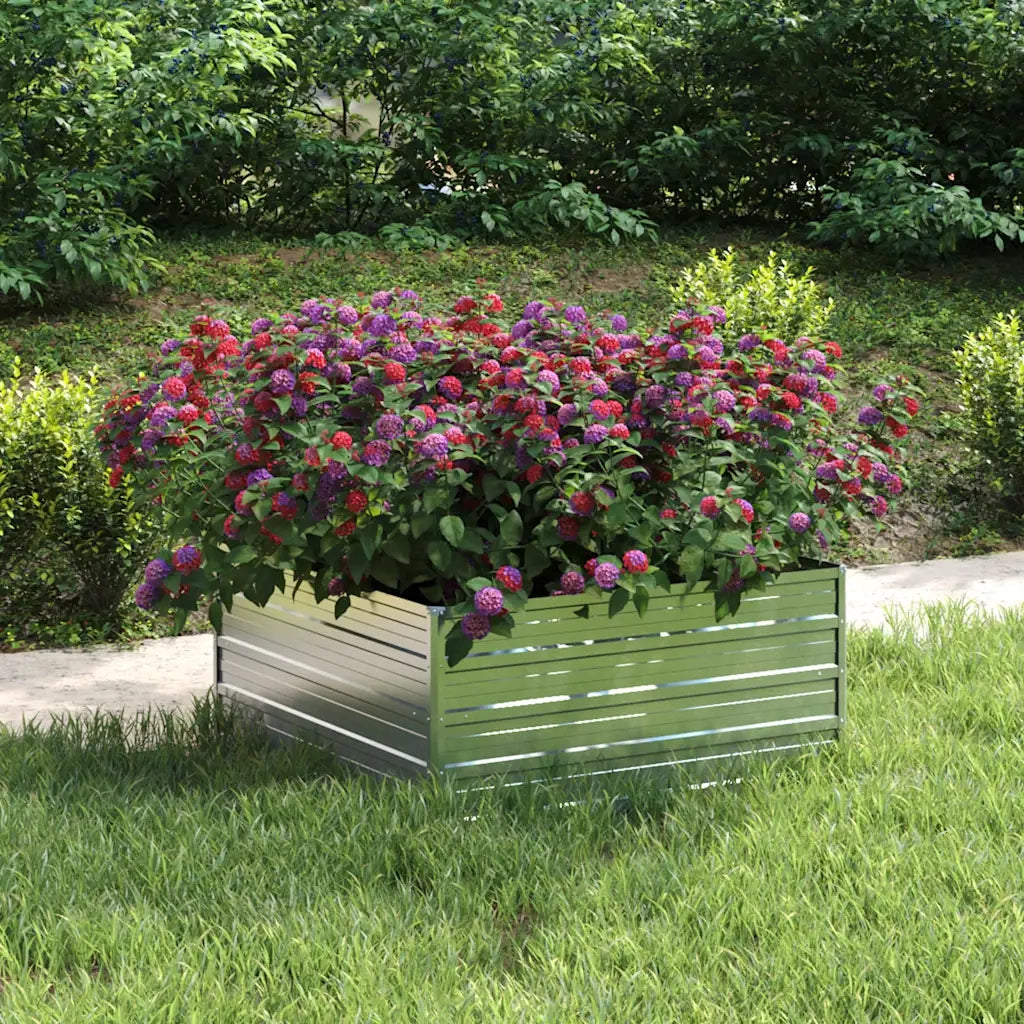 Letto Rialzato Giardino 100x100x45 cm in Acciaio Zincato Argento cod mxl 48214