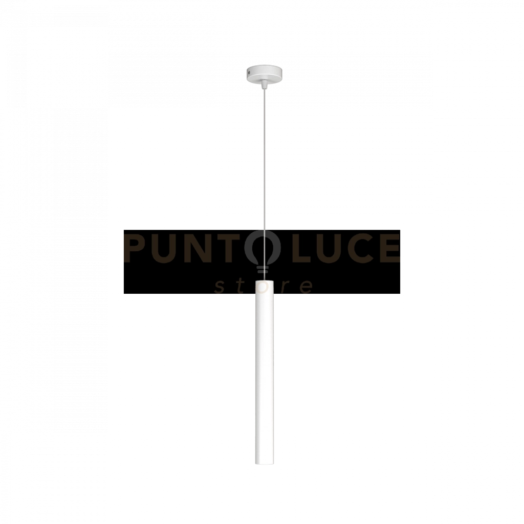 ROUND TUBE SOSPENSIONE 1 LUCE BIANCO CAVO CM.250 CON BASE 1174-S1-BI