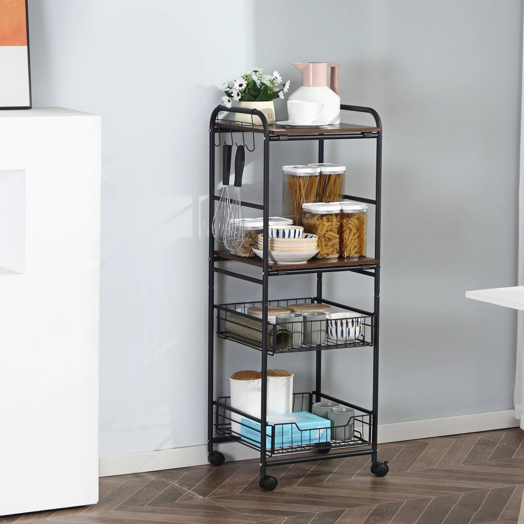 Tavolino multistrato con ruote ¨C zephmum ¨C 40x38x111 cm noce