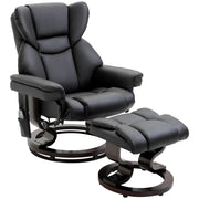 Poltrona Relax Reclinabile Massaggiante con Poggiapiedi ¨C Xylo ¨C Tessuto Nero Girevole 360¡ã