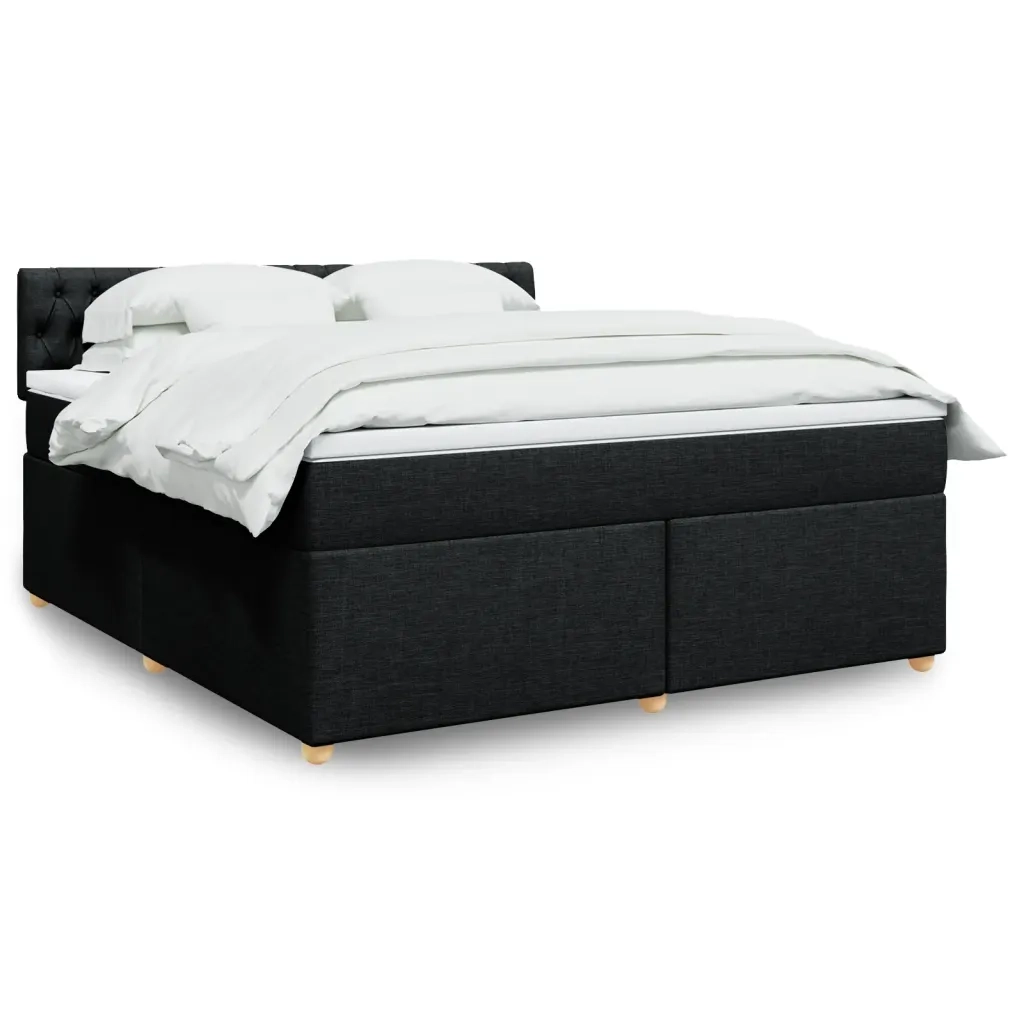 Giroletto a Molle con Materasso Nero 180x200 cm in Tessuto