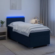 Letto con Box Spring, Materasso e LED Blu 100 x 200 cm Tessuto 3451874