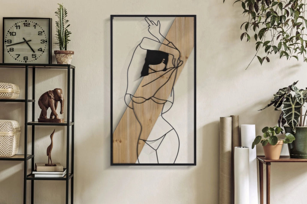 Pannello da Muro Strip Ferro e Wood 50x2x90 cm in Ferro e MDF Nero e Marrone