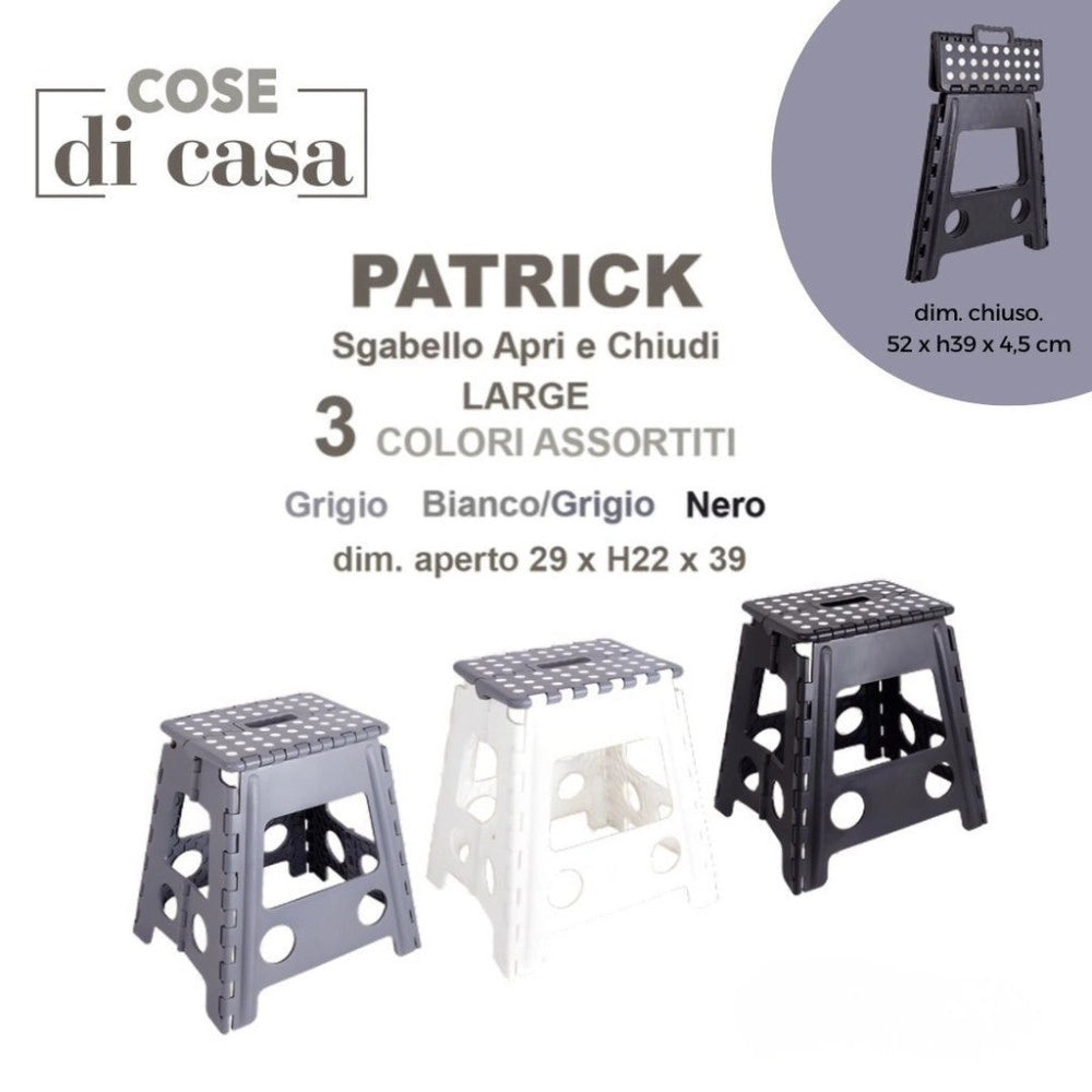 Trade Shop - Sgabello Pieghevole Large Richiudibile In Plastica Resistente – Salvaspazio Stabile Per Casa E Lavoro -