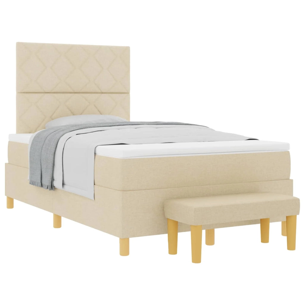Letto a molle con materasso Crema 120 x 200 cm Tessuto