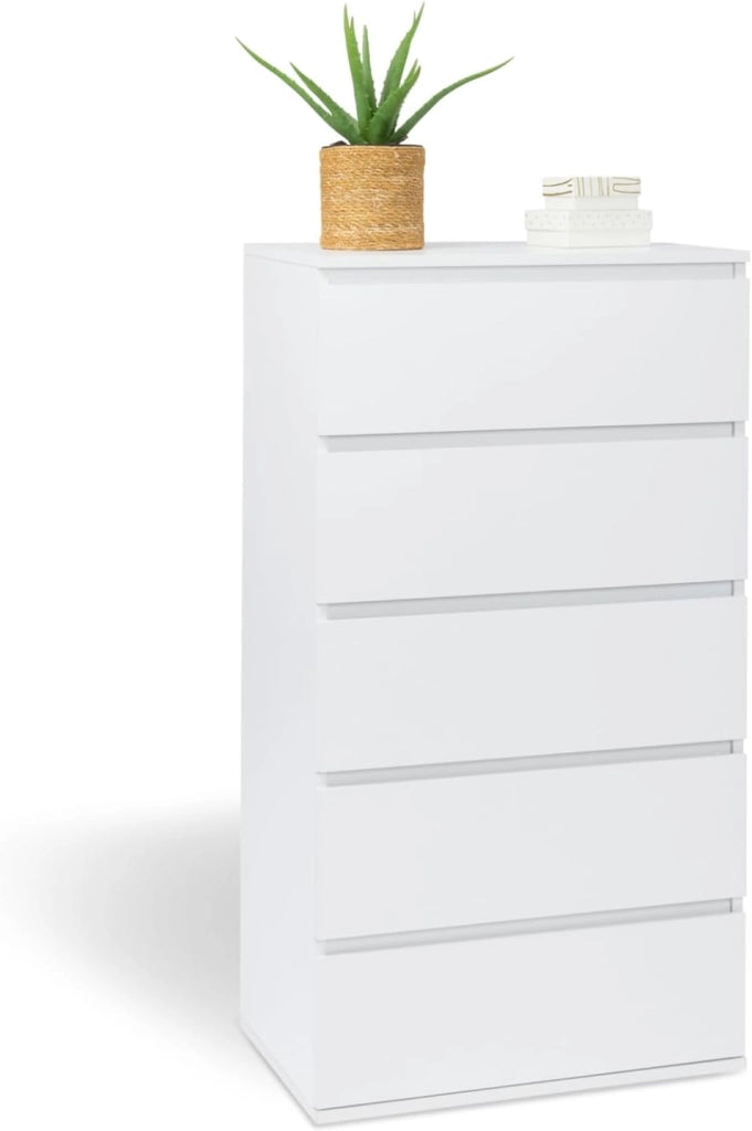 TOMI cassettiera a 5 cassetti 60 cm in legno bianco settimanale