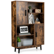 Libreria a 4 ripiani 80 x 24 x 120 cm contenitore con ante e ripiani a giorno stile moderno legno color caffè 20_0010722
