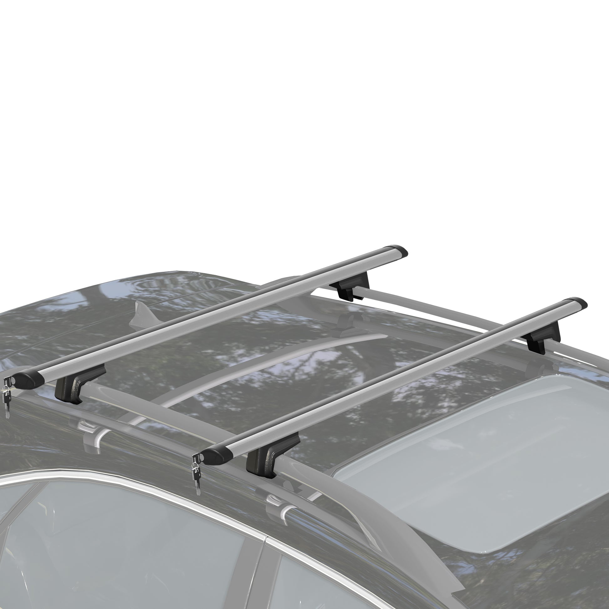Barre Portatutto per Auto 135,3x5,7x7 cm Portata da 75 kg con Blocco e Chiavi di Sicurezza in Alluminio e ABS Argento