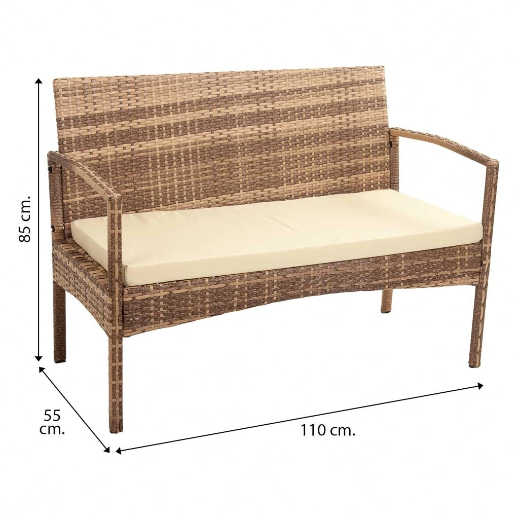 Panchina in rattan grigio 110x55x85