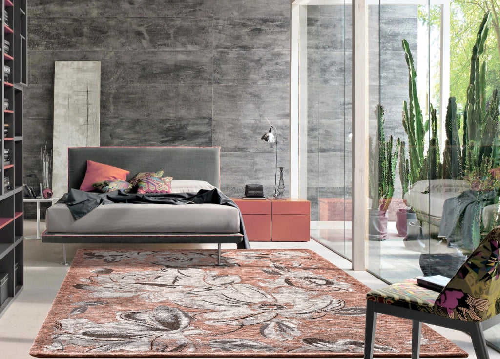 Tappeto Arredo Salotto Antiscivolo Scendiletto Camera Dis. Aster By Suardi - 85x150 - Rosa