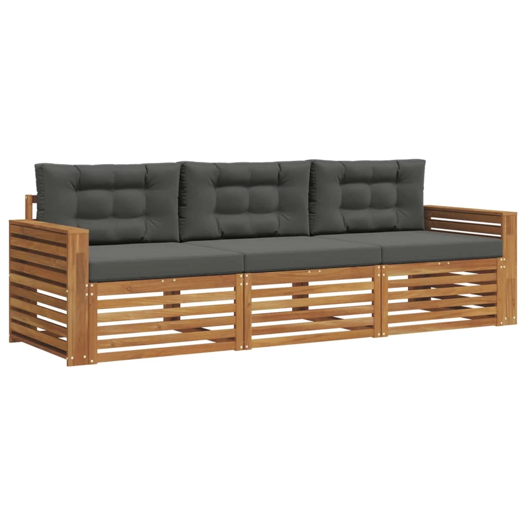 Set di divani da esterno con cuscino 3 pcs Naturale e Antracite