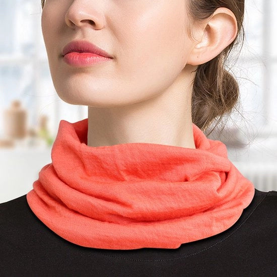 Sfoderata calda sciarpa donna colore uniforme scialle doppio strato autunno e inverno sciarpa multifunzionale sciarpa a maglia intrecciata collo alto piccola sciarpa (32x19cm) - arancione