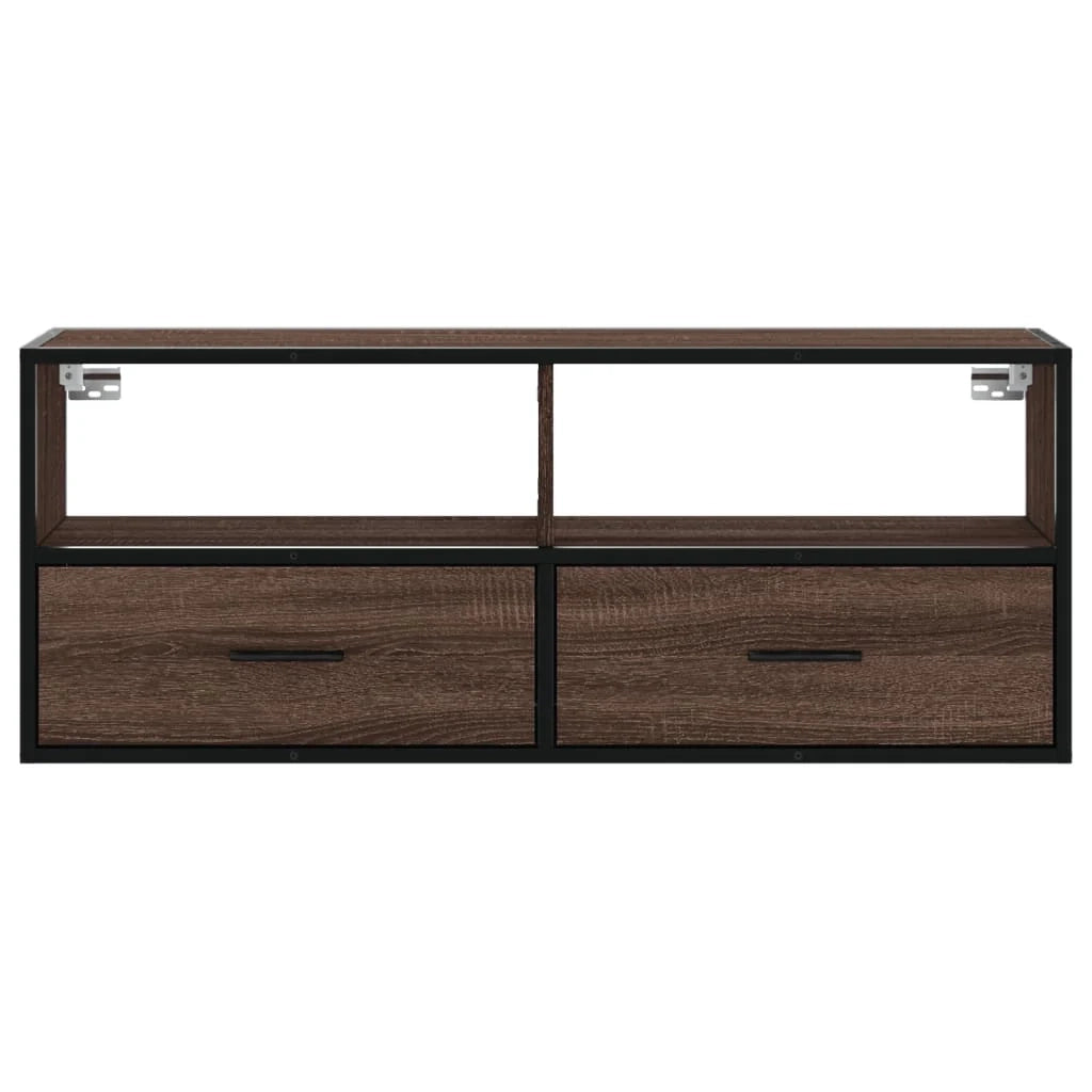 Mobile TV multimediale mensola per TV credenza per TV sala da pranzo soggiorno camera da letto rovere 100 x 31 x 39,5 cm legno ingegnerizzato e metallo marrone 02_0027097
