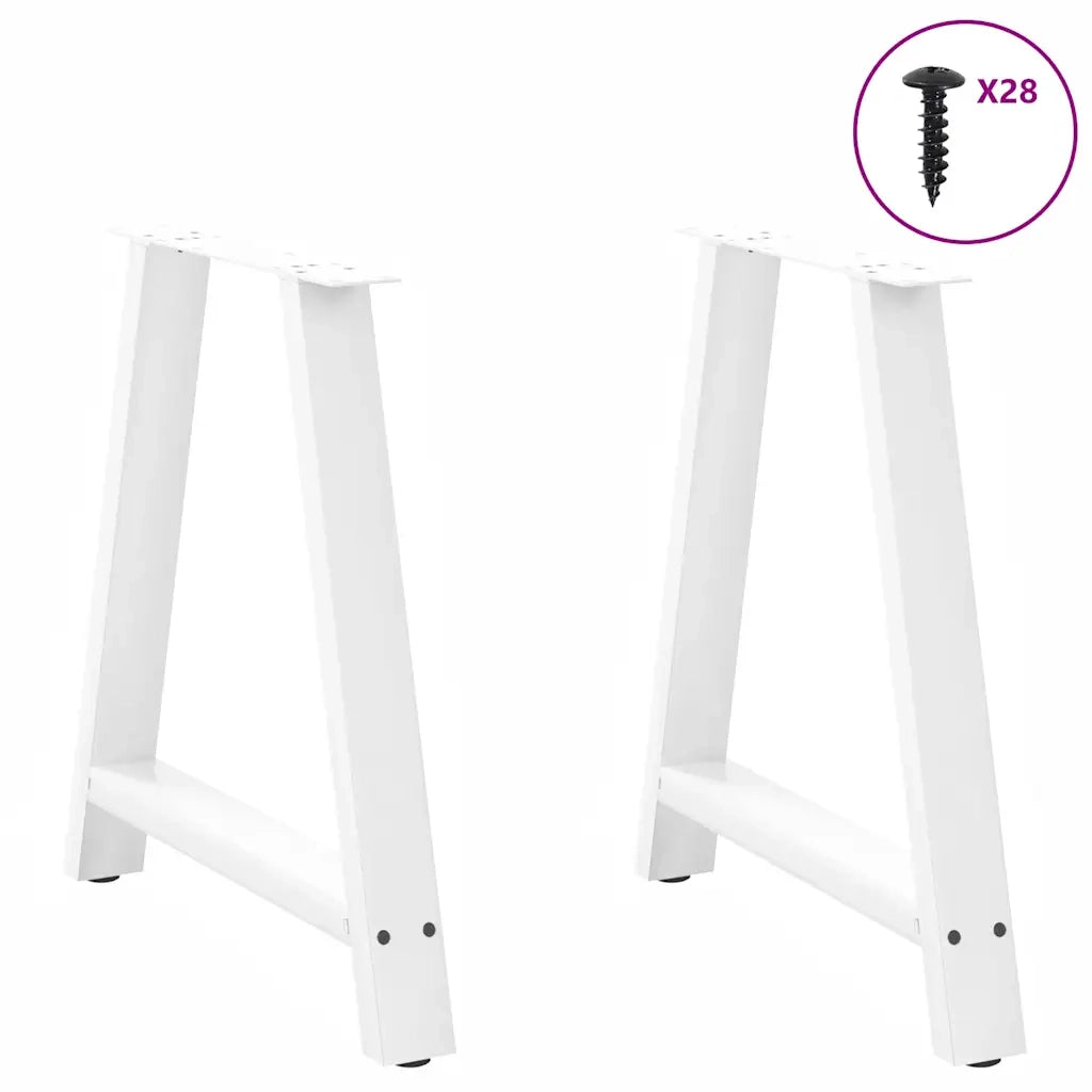 Gambe per tavolo da pranzo a forma di A 2 pz bianche 80x(72-73) cm in acciaio 4012857