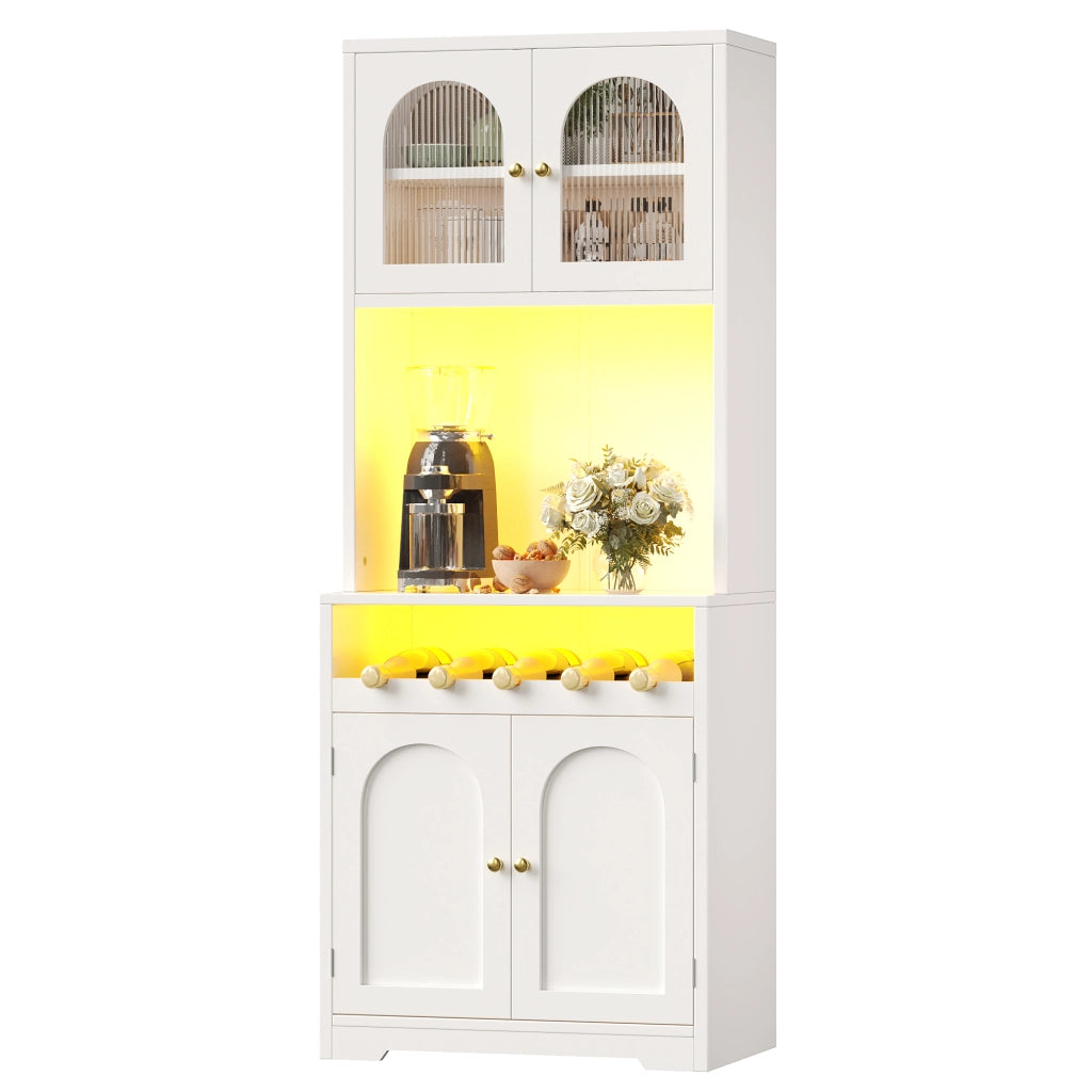 Credenza da cucina con ante; ripiani regolabili e LED RGB; per cucina; bianca