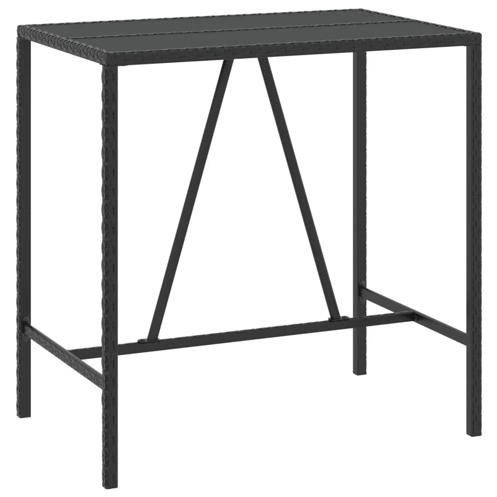 Set Bar Giardino 7 pz Nero Polyrattan e Legno Massello Acacia 3187694