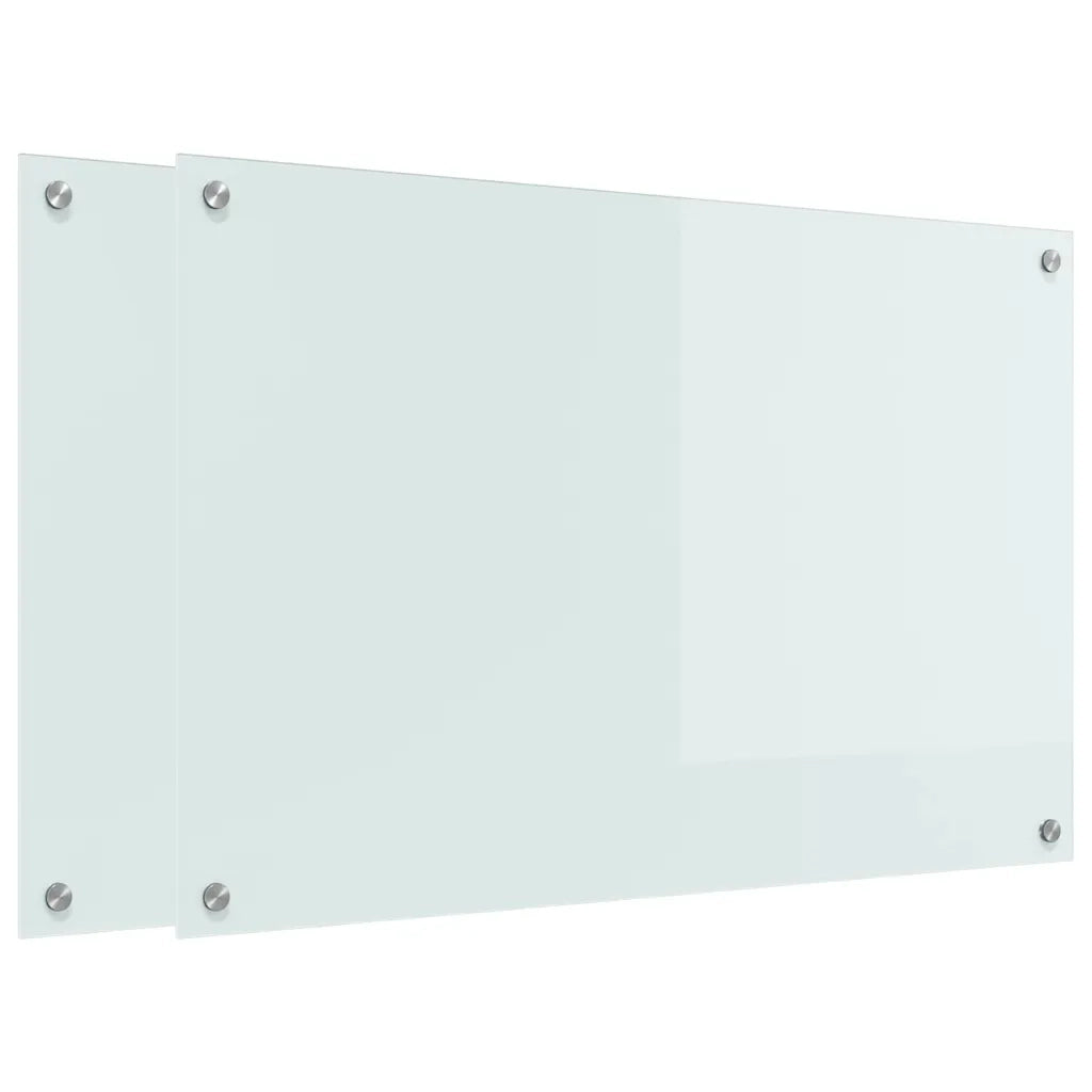 Schienale da cucina 2 pcs Bianco 90 x 60 cm vetro temperato 3415526
