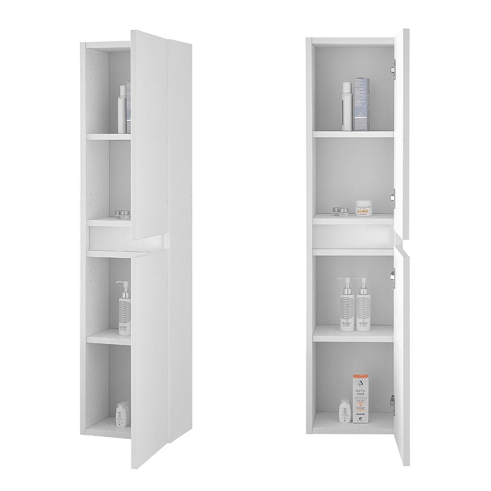 Mobile bagno sospeso 80 cm rovere bianco con 2 cassetti e pensile Nadia