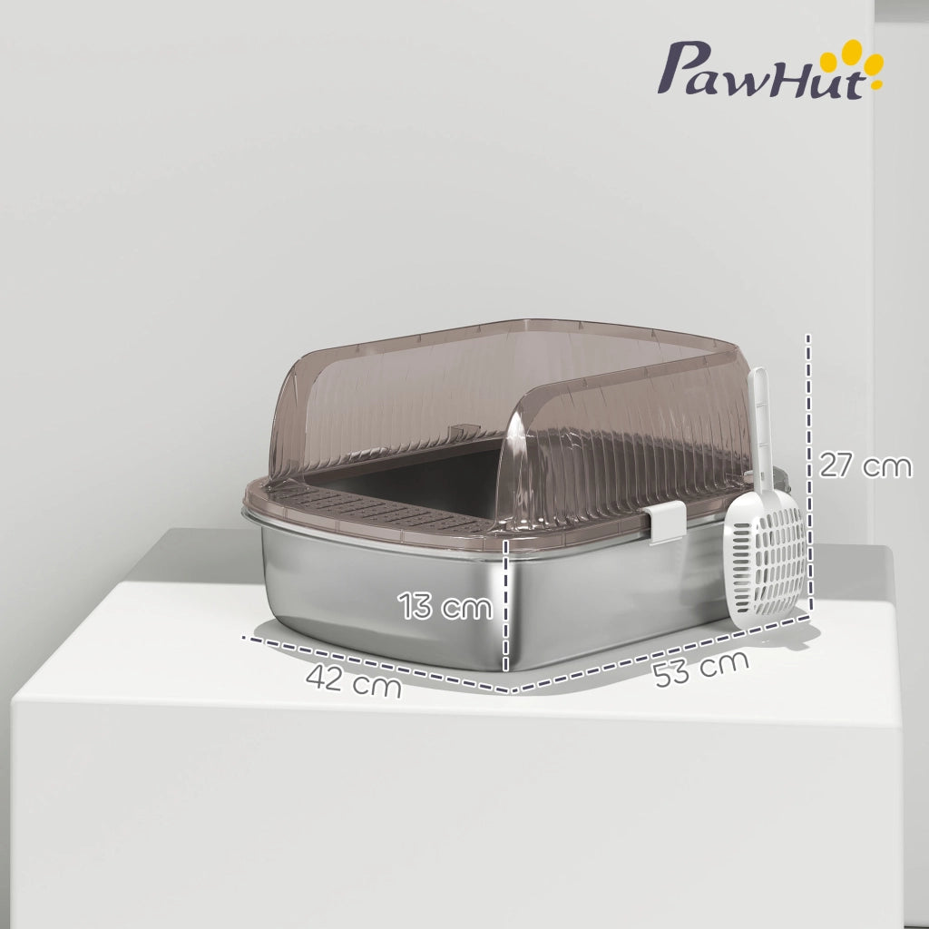 Arenero per Gatti Coperto con Bandeja in Acciaio Inox ¨C Minimal ¨C Grigio
