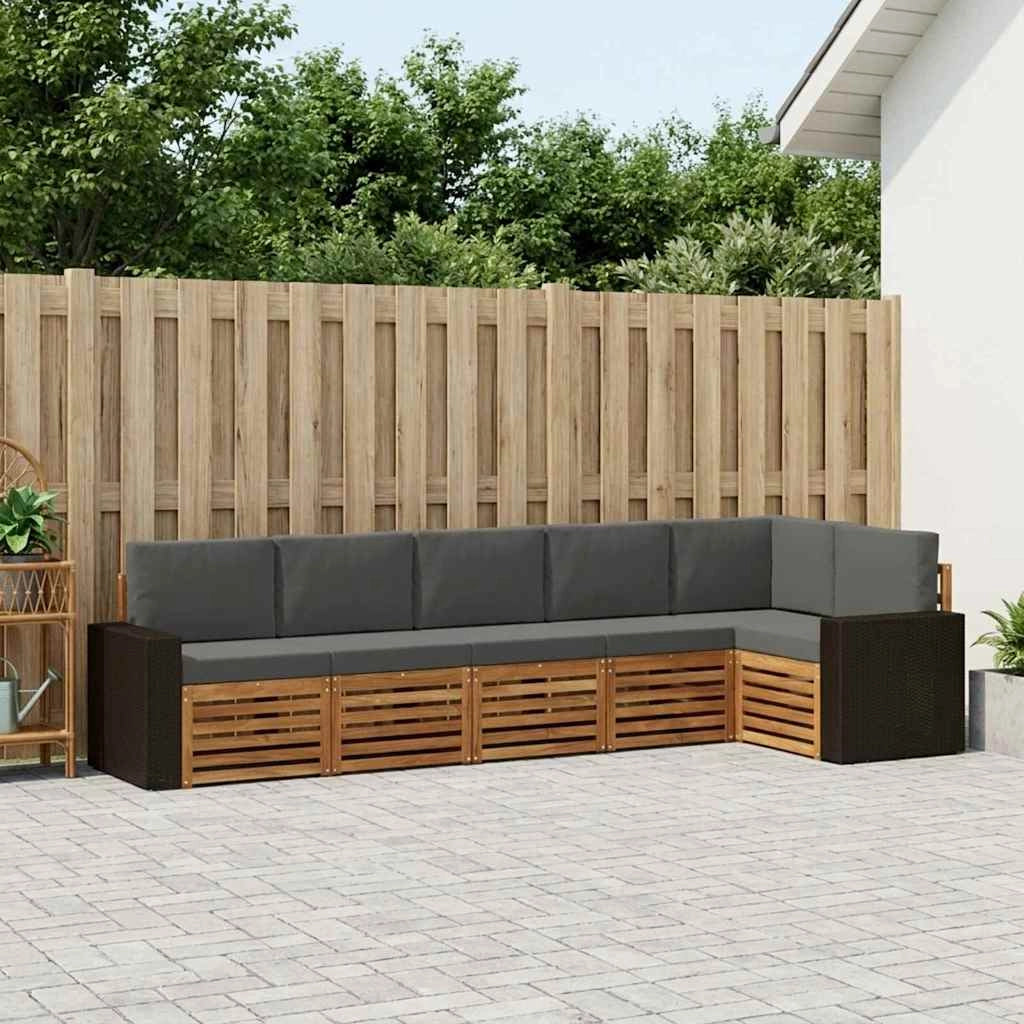 Set di divani da esterno 6 pz Naturale e Antracite Poliestere 3384423