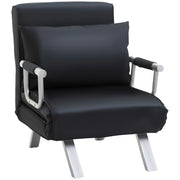 Poltrona Letto Singolo 65x69x80 cm Schienale Reclinabile su 5 Posizioni Nero