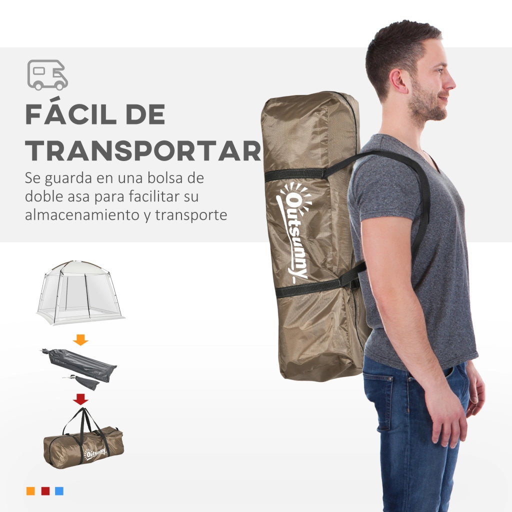 Tenda da giardino 3x3 m ¨C zephmum ¨C bianco con 4 zanzariere e 2 porte
