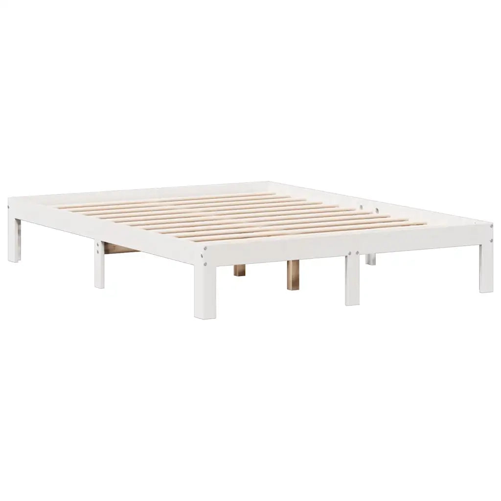 Letto Libreria senza Materasso-Struttura Letto con contenitore Bianco 135x190 cm Legno di Pino 368481