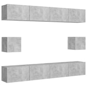 Set di Mobili Porta TV 6 pz | Armadietto TV | Mobile Porta TV Grigio Cemento in Legno Multistrato