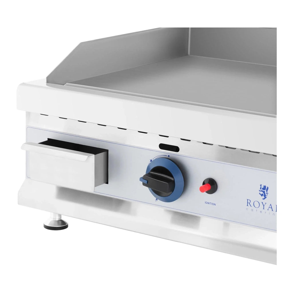 Plancha professionale a gas in acciaio inox 60 cm 2 zone cottura 2 x 3 100 watt (piastra 60 x 40 cm, 20 mbar, gas naturale, 50 - 300 °c, liscia, evacua il grasso) 14_0004038