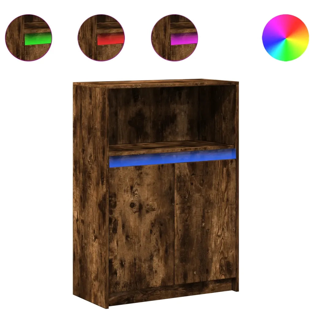 Credenza con LED-Buffet-Armadio da cucina Rovere Fumo 72x34x100 cm in Legno Multistrato