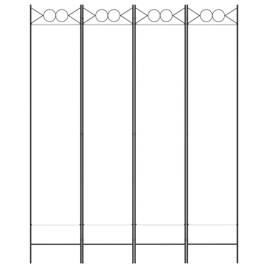Divisorio Ambienti | Divider per stanze | Paravento a 4 Pannelli Bianco 160x200 cm Tessuto