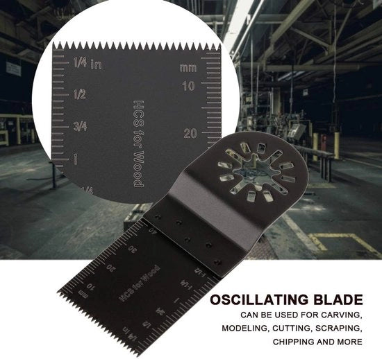 Set di Lame da Segare Oscillanti 20 pezzi - Lame da Segare Universali - Materiale di Alta Qualità - Seghe Precise - Multitool 

 o   20 pezzi
 o   Materiale: Hout/Metaal/PVC
 o   Tecnologia: Oscillante