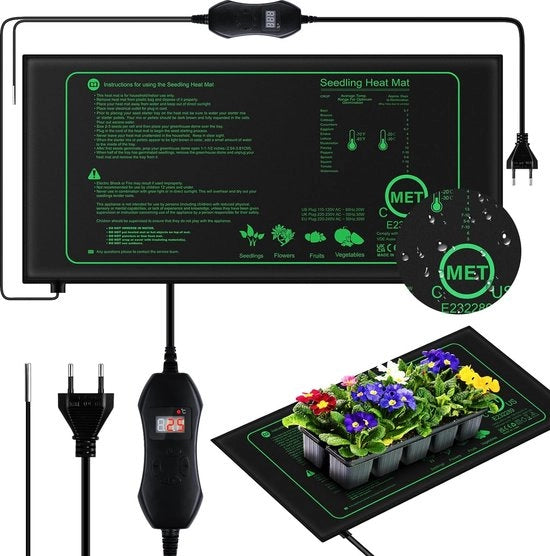 Matrice di riscaldamento per piante - Con termostato - 25 x 52 cm - 50W - Impermeabile - Matrice di crescita - Matrice di riscaldamento per piante - Riscaldatore per piante - Propagatore