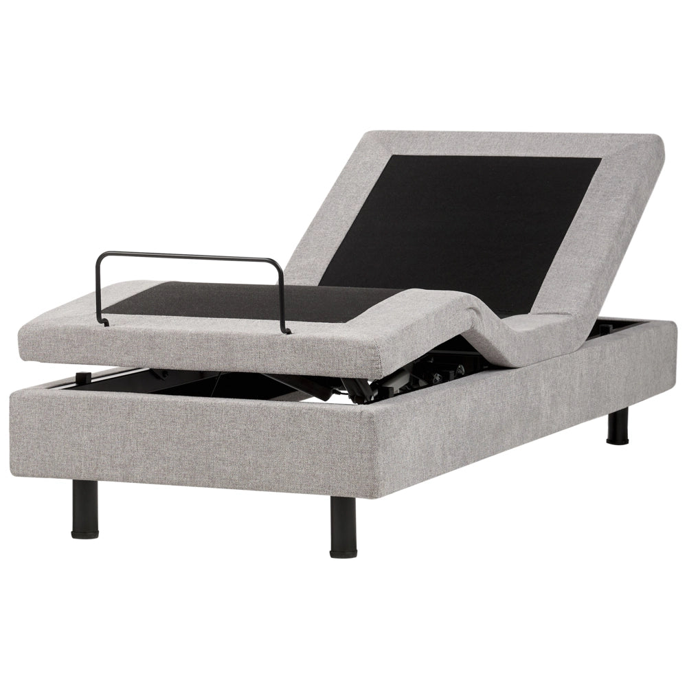 Letto elettrico matrimoniale tessuto grigio chiaro regolabile con telecomando senza testiera 80x200 cm stile moderno