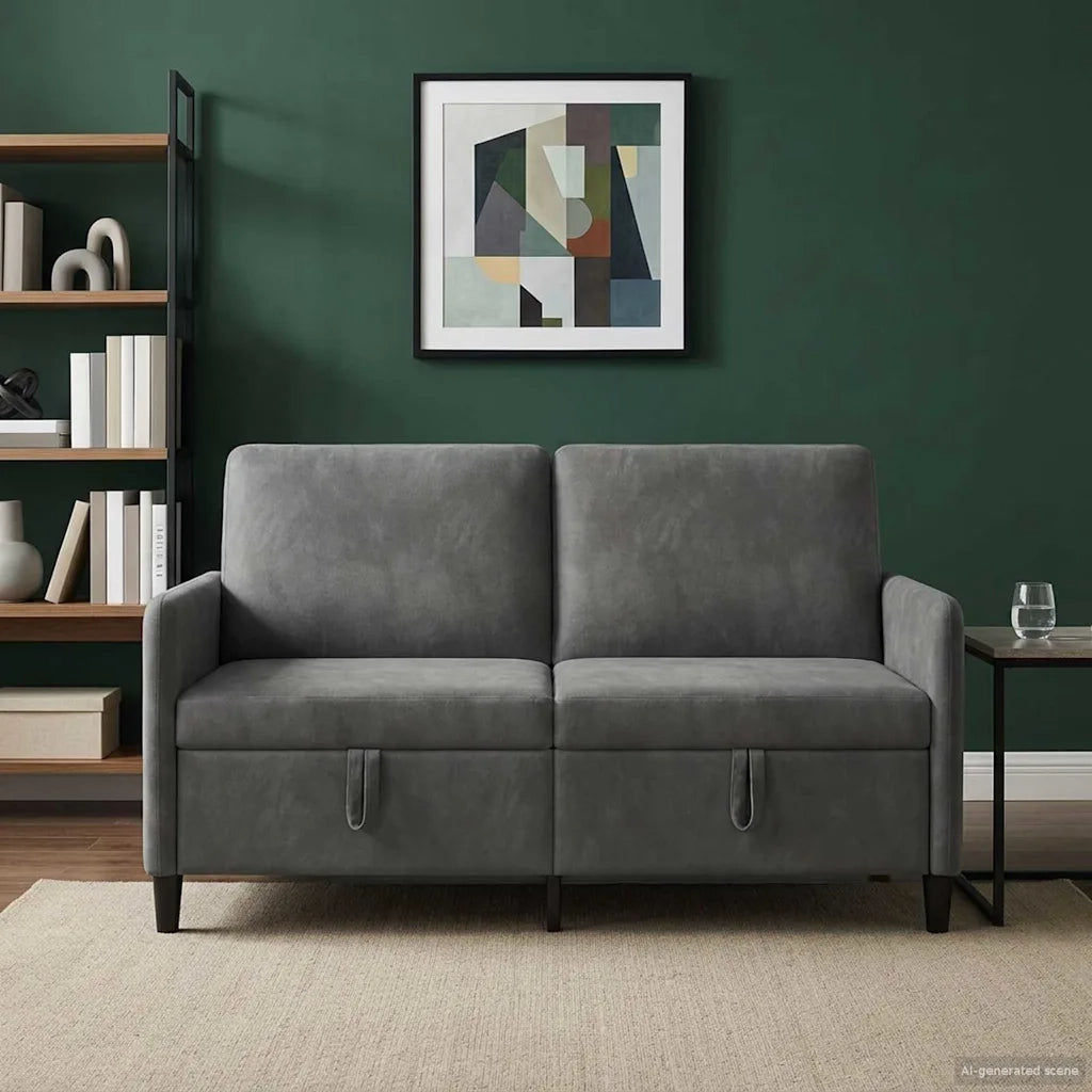 Divano con Storage Grigio Scuro 152 x 78 x 87 cm Poliestere 42036934