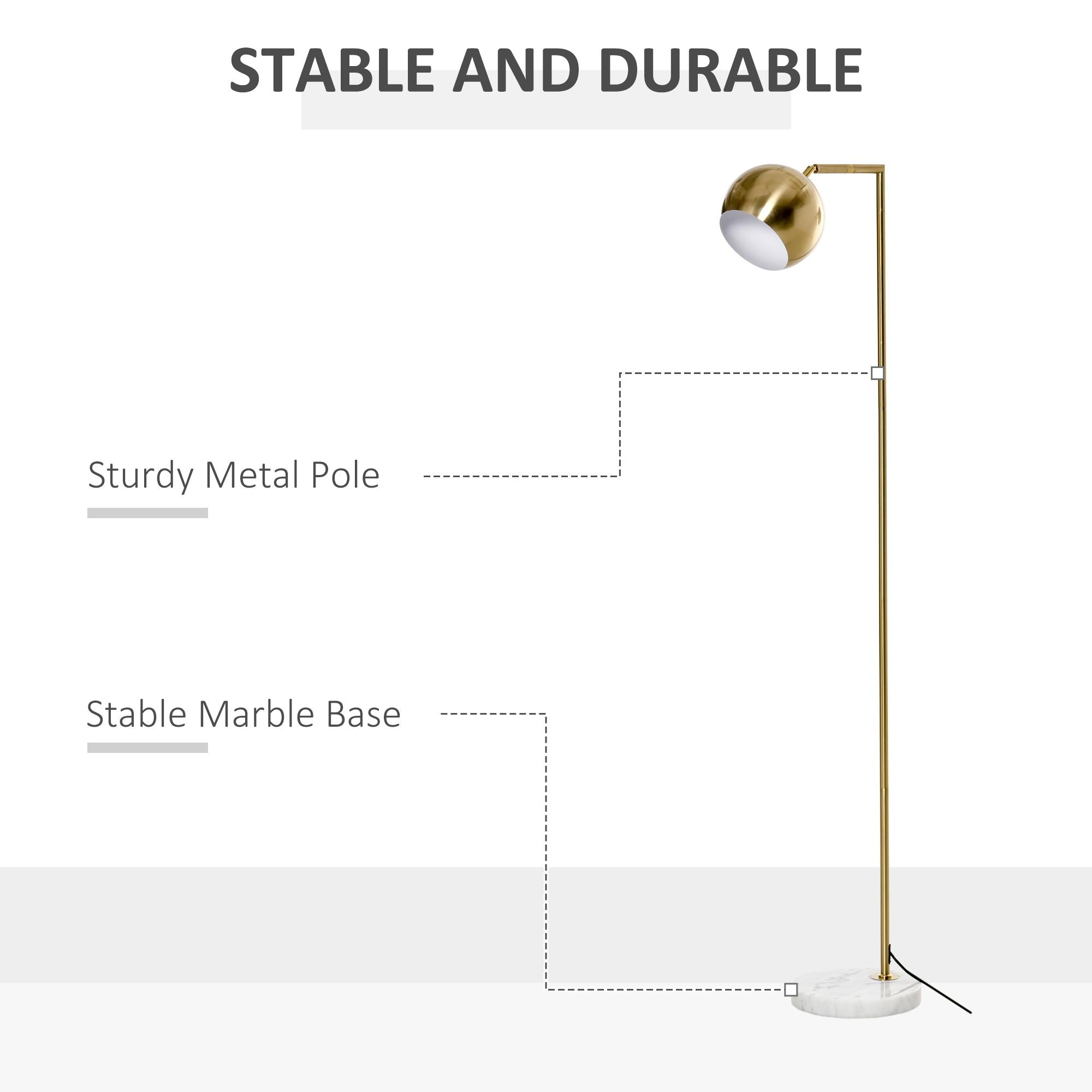 Lampada da Terra 38x26x165 cm E27 Paralume Regolabile Oro