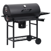 Barbecue a Barile con Ruote e Ripiani Acciaio Nero 115x85x95 cm CFW4450321
