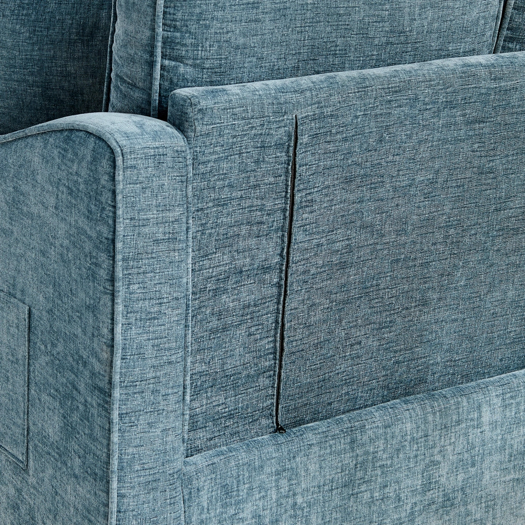 Divano convertibile 3 in 1 con contenitore e cuscino, in eucalipto, Blu 132 × 129 × 93 cm